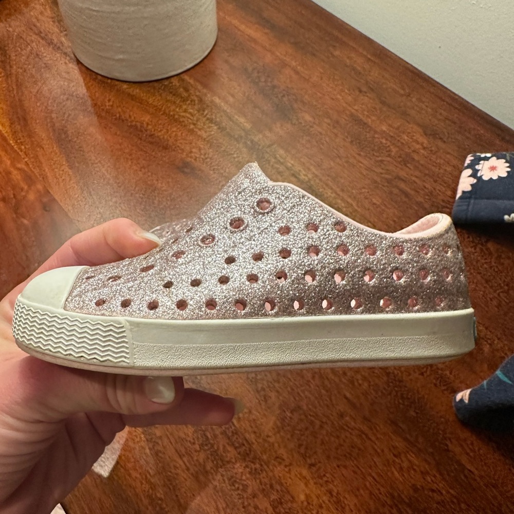 Pink sparkly native toddler shoes